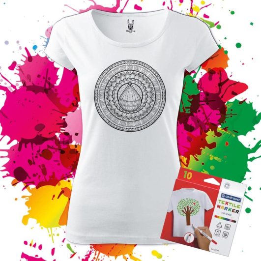 Dámske tričko Mandala - Kvapka života - Omaľovánka na tričku - Oma & Luj