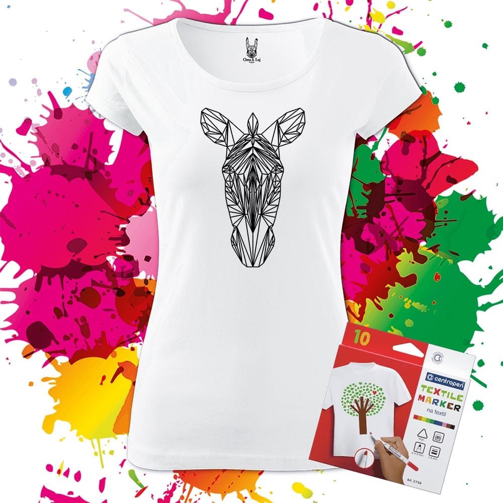 Dámske tričko Zebra Geometric- Omaľovánka na tričku - Oma & Luj