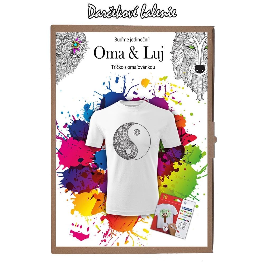 Darčekové balenie detské tričko Jing Jang - Omaľovánka na tričku - Oma & Luj