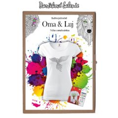 Darčekové balenie Dámske tričko Papagáj Ara - Omaľovánka na tričku - Oma & Luj