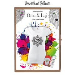 Darčekové balenie - Dámske tričko Mandala Ohm - Omaľovánka na tričku - Oma & Luj