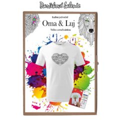Darčekové balenie -Pánske tričko Folklór - Zaľúbené vtáčiky - Omaľovánka na tričku - Oma & Luj