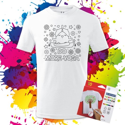 Motivačné detské tričko Rob viac Jógy - Omaľovánka - Oma & Luj