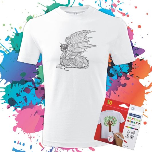 Pánske tričko Drak-Dragon profil - Omaľovánka na tričku - Oma & Luj