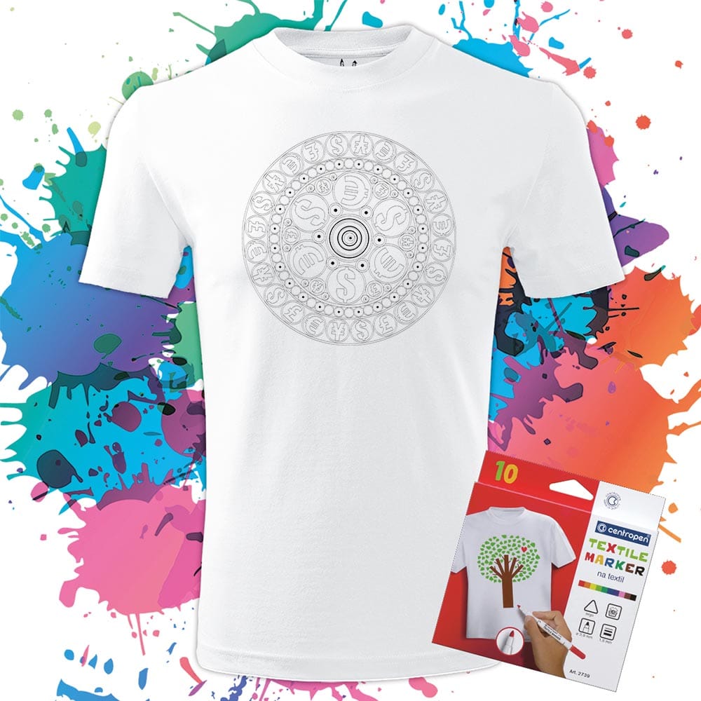 Pánske tričko Mandala bohatstva - Omaľovánka na tričku - Oma & Luj