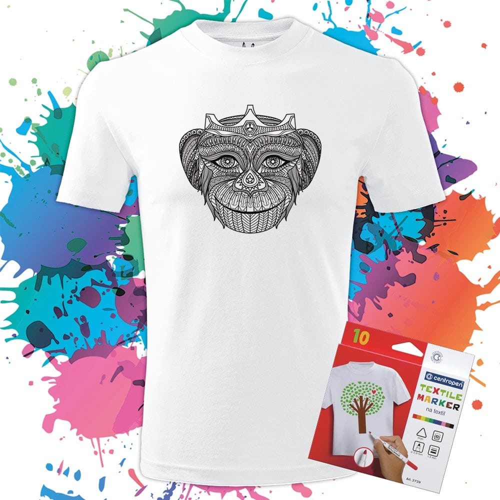 Pánske Tričko Kráľovná opíc - Omaľovánka na tričku - Oma & Luj