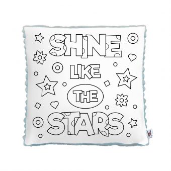 Modrý Plyšový vankúš s omaľovánkou - Shine like the stars - Oma & Luj
