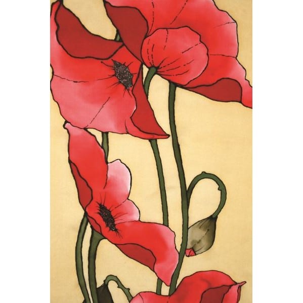 Hodvábna šatka s predkresleným motívom kvetinového poľa 140x45cm2 - Oma & Luj