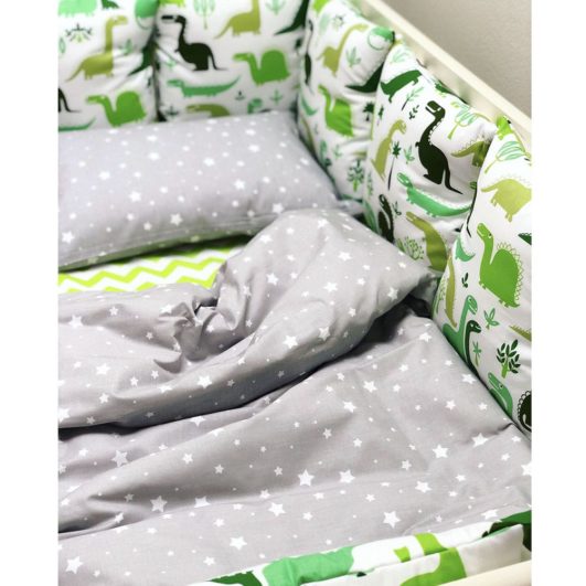 Timmi dreams posteľná súprava do postieľky 120x60cm Dino zelené - Oma & Luj