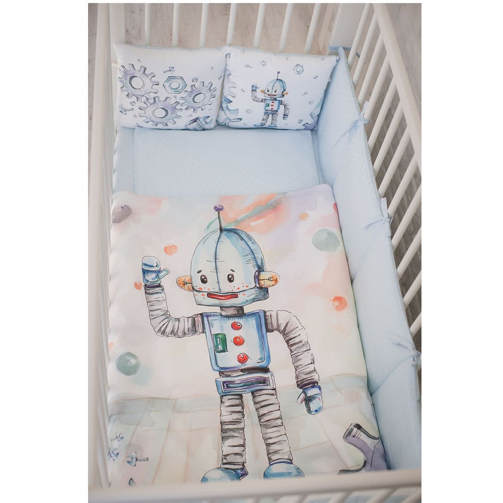 Timmi dreams posteľná súprava do postieľky 120x60cm Robot - Oma & Luj