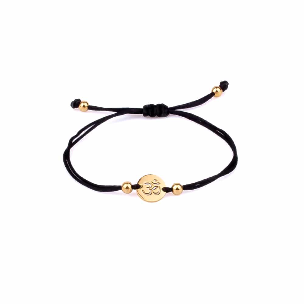 Mysticsun - Čierny náramok so zlatým symbolom Ohm - Oma & Luj
