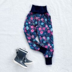 Kiwi softshellové nohavice zateplené kvetinky - Oma & Luj