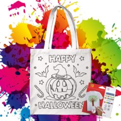 Bavlnená taška na vymaľovanie Happy Halloween