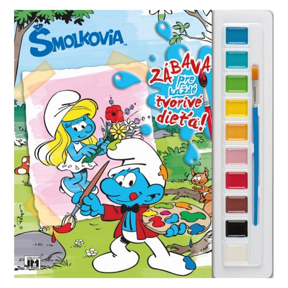 Omaľovánka s vodovými farbami Šmolkovia -Oma & Luj