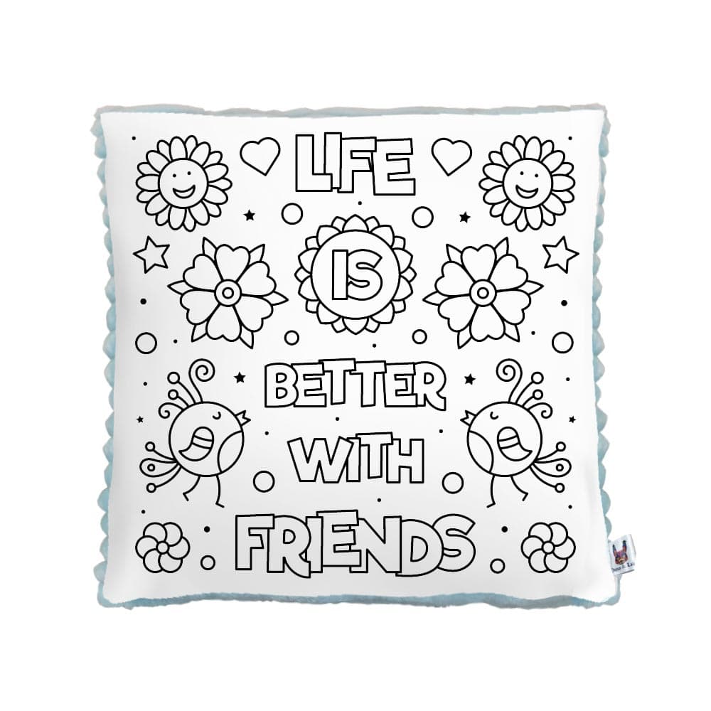 Plyšový vankúš s omaľovánkou - Life is better with Friends