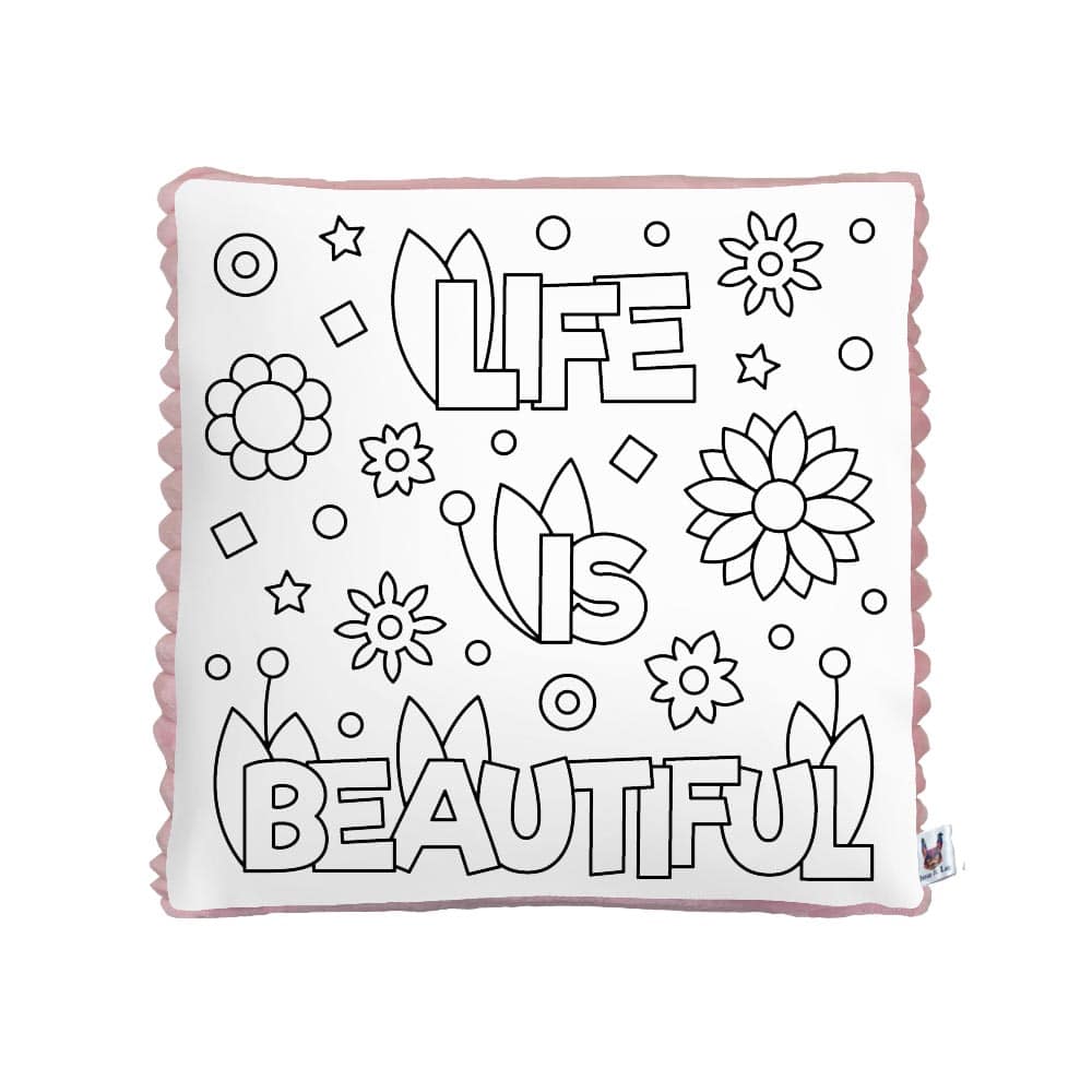 Plyšový vankúš s omaľovánkou - Life is beautiful