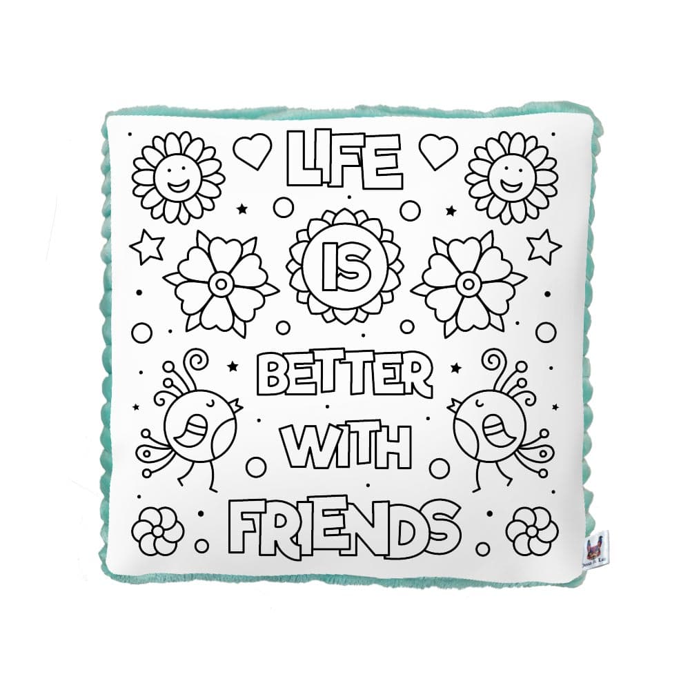 Plyšový vankúš s omaľovánkou - Life is better with Friends