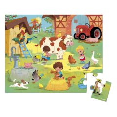 Janod Puzzle Deň na farme v kufríku 24 ks