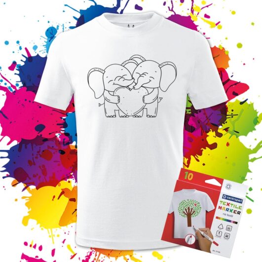 Detské Tričko na vymaľovanie Zaľúbené sloníky - Oma & Luj