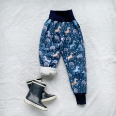 Kiwi softshellové nohavice zateplené s barančekom jednorožce - Oma & Luj