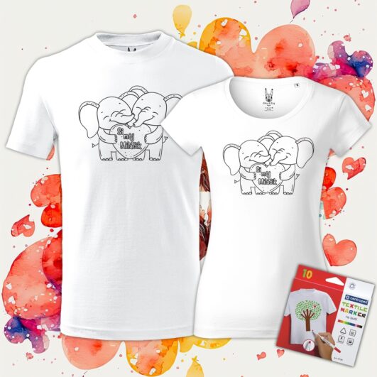 Personalizácia - Detské Tričko na vymaľovanie Zaľúbené sloníky - Oma & Luj
