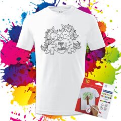 Personalizácia - Detské Tričko na vymaľovanie Zaľúbené jednorožce - Oma & Luj