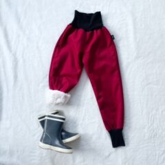 Kiwi softshellové nohavice zateplené s barančekom červené - Oma & Luj